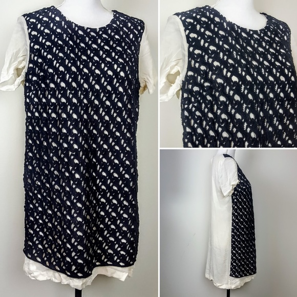 FRENCH CONNECTION Tunic Top Black Lace Textured, 8 - Picture 1 of 8